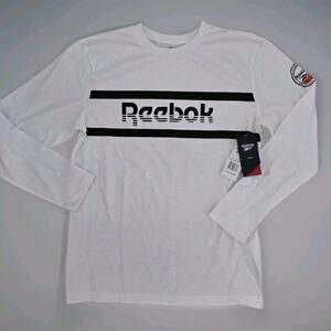 Reebok White Long Sleeve Crew Neck Graphic T-Shirt Youth XL(18-20)‎ New!